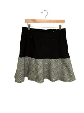 Vintage Charlie Paige Black Mini Skirt with Plaid Ruffle Trim - Size Medium